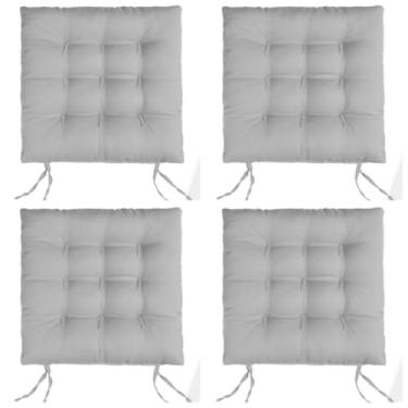 Imagem de Kit 4 Almofadas Futon para Cadeira 40x40 cm – Assento Confortável para Sala e Escritório (Cinza)