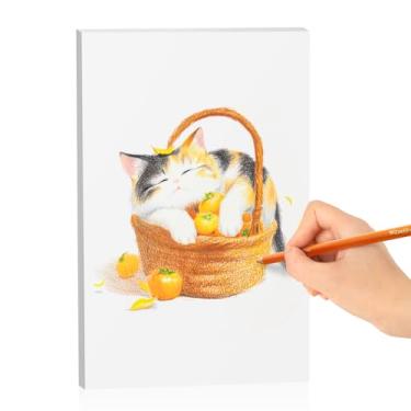 Imagem de Woomer Papel de desenho premium, branco, papel de arte profissional para lápis de cor, esboço, ilustração, tamanho A5, 20 folhas