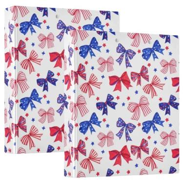 Imagem de Fichários personalizados em aquarela vermelha azul América 3,8 cm, 3 anéis, 200 folhas, fichário redondo fofo, 31,5 x 27 x 6 cm, pacote com 2