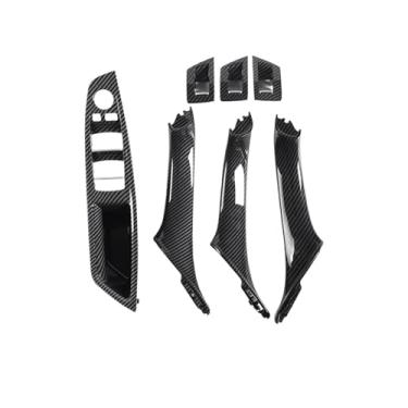 Imagem de Atualizar maçanetas interiores da porta do carro interruptor da janela lateral do motorista apoio de braço compatível para bmw série 5(RHD Carbon Fiber Pattern)