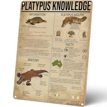 Imagem de Homely Accents Placa de lata de conhecimento de ornitorrinco, pôster de metal educacional vintage para casa, sala de aula, decoração de café, arte retrô de casa de fazenda para amantes de ornitorrinco