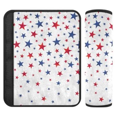 Imagem de 4th of July Star Falling Soft Flanela Almofadas de cinto de segurança de carro para crianças - Almofadas acolchoadas para carros, bolsas de câmera e mochilas