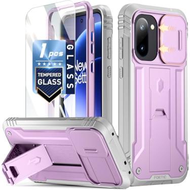 Imagem de Poetic Capa Revolution para OnePlus 15R 5G, [capa de câmera deslizante], [teste de queda de grau Mil-5], capa robusta de camada dupla à prova de choque com suporte, roxa/cinza