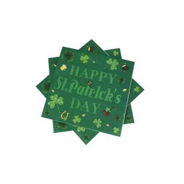 Imagem de AYAROS Guardanapos Feliz Dia de São Patrício, Guardanapos de papel trevo verde - Descartáveis Saint Patrick's Hat Clover Guardanapos de jantar para eventos irlandeses encontros desdobrados 33 x 33 cm,