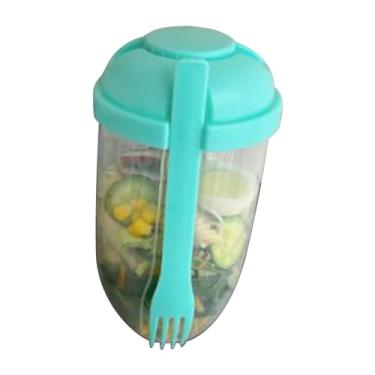 Imagem de ZJchao Copo Agitador de Salada de café da manhã Vegetal, Recipiente Portátil para Salada Com Tampa e Garfo para Refeições Em Movimento, Almoço de Escritório, Material Pp 1000ml