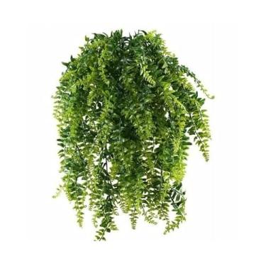 Imagem de Plantas Pendentes de Samambaia Artificial para Varanda Casamento e Jardim Falsas Vívidas Real Plástico Interior Escritório Quarto Festa Cerca 2 Peças