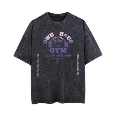 Imagem de Camiseta Masculina Oversized Vintage Lavada Para Academia E Musculação