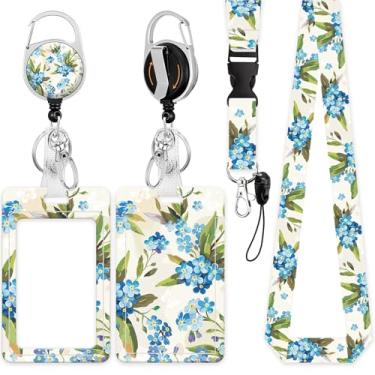 Imagem de Porta-crachá de identificação com cordão, carretel retrátil com clipe de cinto giratório, cordão destacável, etiqueta de cartão de nome, protetor de identidade vertical, carretel de crachá para