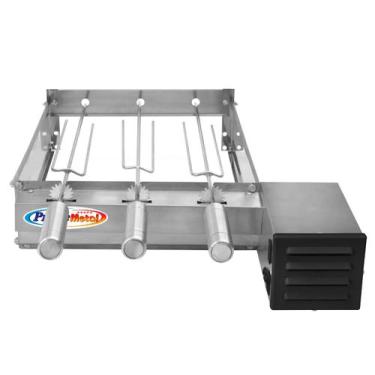 Imagem de Churrasqueira Eletrica Grill Baixo 3 Espetos Inox Giratório - Pratic M