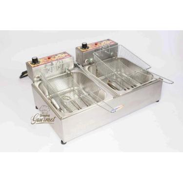 Imagem de Fritadeira Elétrica Industrial 2 Cubas 10 Litros Com Cesto Para Fritur