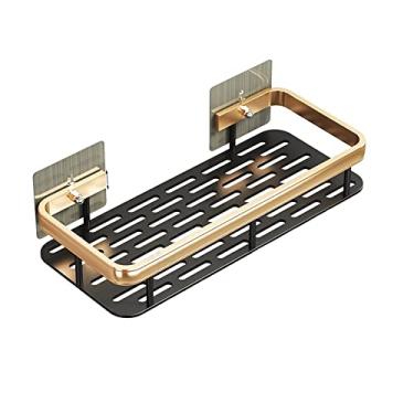 Imagem de Prateleiras de chuveiro prateleira de banheiro cesta de chuveiro, adesivo de ventosa sem perfuração, suporte de xampu de banheiro de alumínio dourado preto, organizador Kichen Rack de chuveiro Caddy