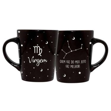 Imagem de Caneca Cerâmica Signos Zodíaco Preta Presente 270Ml Virgem
