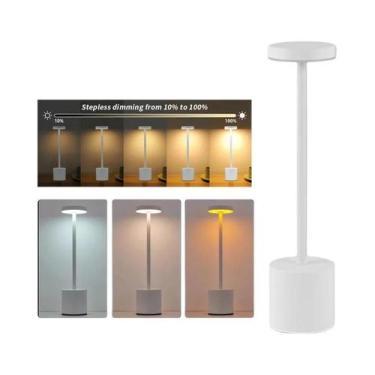 Imagem de Luminária De Mesa LED Recarregável USB Com Toque, 3 Cores Reguláveis, 