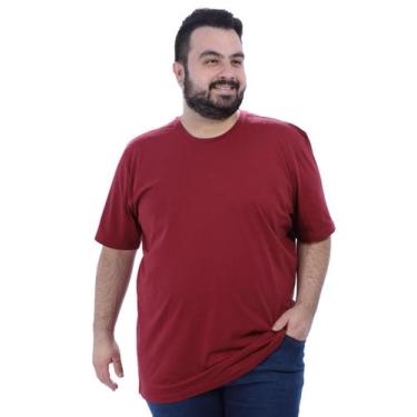 Imagem de Camiseta Plus Size Lisa Masculina Básica Algodão Bordo - Anistia Modas