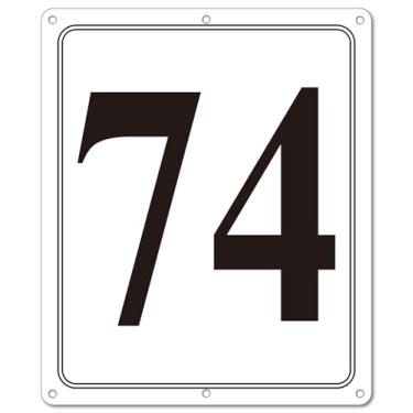 Imagem de i-CowFun Placa numerada de metal premium ao ar livre, refletiva 30,5 x 25,4 cm placas numeradas de alumínio grande 74 para estacionamento, quadra de tênis, campo, armazém, corredor, edifício, doca