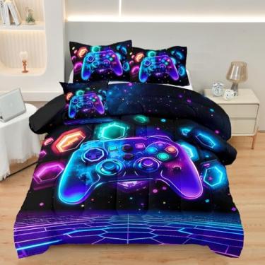 Imagem de ASKOTU Jogo de cama completo para meninos, 4 peças, conjunto completo de edredom para meninos