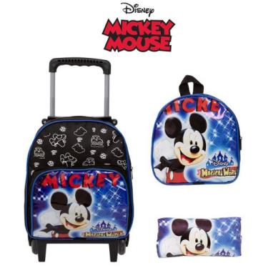 Imagem de Mochila Escolar Pequena Mickey Mouse Rodinhas Passeio Barata - TOYS 2U