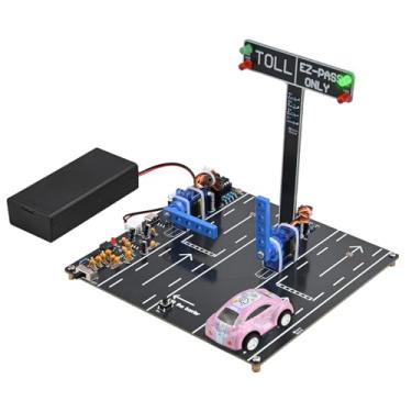 Imagem de MIOYOOW DIY Highway Toll Booth Simulation Kit, STEM Toll Gate Simulator Circuit Board Soldering Practice Kit with 2 Mini Cars, Soldering Project for School Learning Electronics