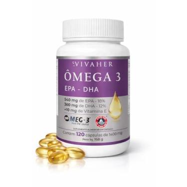 Imagem de Omega 3 Epa - Dha + Vitamina E, 1400 Mg (120 Cápsulas) - Livre de metais pesados - Certificados MEG 3 e FOS - Vivaher