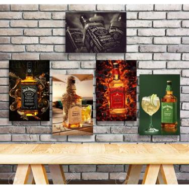 Imagem de Placa Decorativa Jack Daniels Qudros - Kit com 05 Placas - OK Comerce
