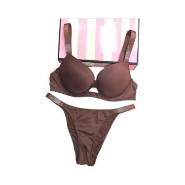 Imagem de Conjunto De Lingerie Sexy Com Strass Para Mulheres, Bralette E Tanga, 