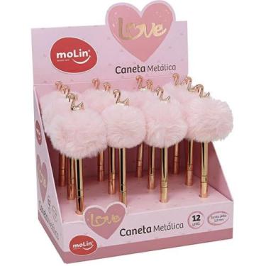 Imagem de Caneta Esferográfica Cisne Pompom Love Hearts Display com 12 - Molin