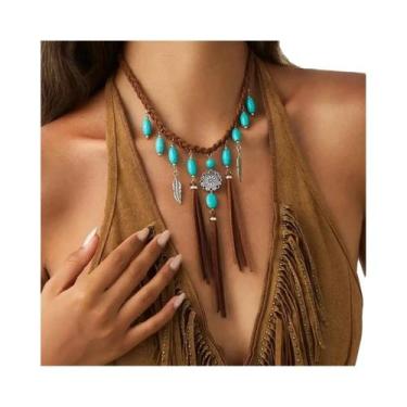 Imagem de Colar Choker Vintage Boho Com Franjas De Penas Para Mulheres, Joia Étn