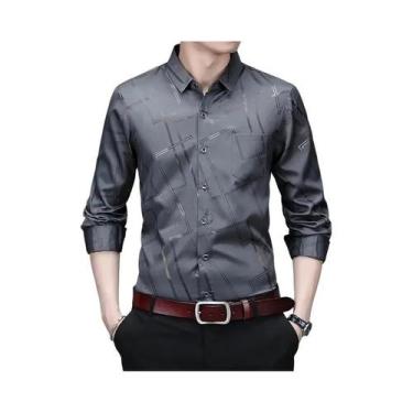Imagem de Camisa Casual Masculina De Manga Longa Com Estampa, Não Amassa, Resist