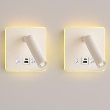 Imagem de 2 Arandela Spot Led Foco Móvel Usb E Usb-c Cabeceira Bet98 - Bet98kit2