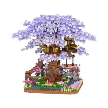 Imagem de Árvore De Flor De Cerejeira Sakura Micro Blocos Com Luzes LED Decoraçã