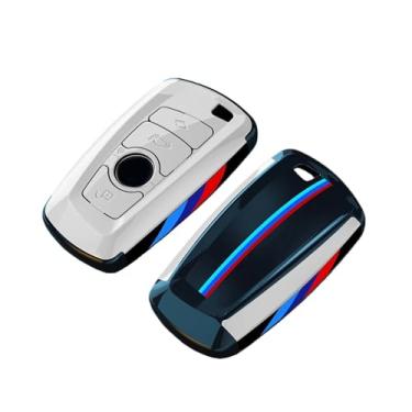 Imagem de Capa protetora de fibra de carbono para chave de carro, acessórios compatíveis com BMW 1 3 5 7 Série M3 M4 X1 X3 X4 X5 F10 F15 F18 F16 F20 F30 F25(B-white)