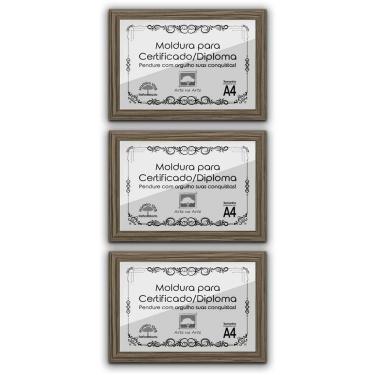 Imagem de Kit 3 Certificados Diplomas A4 Com Tela De Acetato E Mdf Titulos Moldura Madeira