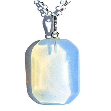 Imagem de Colar Retângulo Pedra da Lua Opalina Pino Prata 950 137166 - Cristaisd