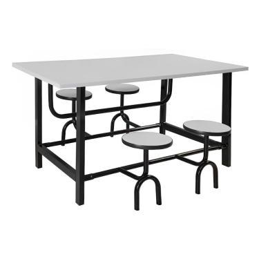 Imagem de Mesa Refeitorio 4 Lugares 80X120x150 Banco Retratil Branco - Motiva