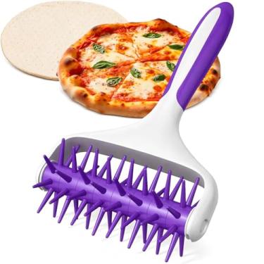 Imagem de Rolo de encaixe de pizza – Rolo de massa de pizza de plástico de 19,6 cm x 12 cm para preparação uniforme de crosta, alça antiderrapante e pontas escalonadas evitam bolsas de ar, ferramenta leve para