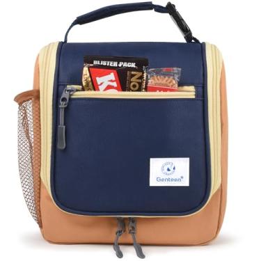 Imagem de Genteen Lancheira infantil, lancheira isolada para crianças, crianças, meninas e meninos; comporta lancheira, garrafa de água e lanches; tecido resistente à água de fácil limpeza e vários bolsos com