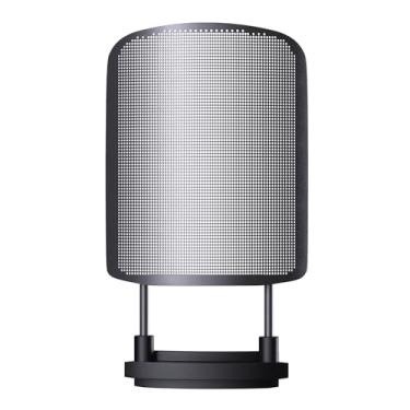 Imagem de Filtro Pop de para-brisas para Audio Technica at2035 at2050 at8458, capa de malha de metal, capa de ruído antiexplosão elimina sons de estalos e assobios, preto