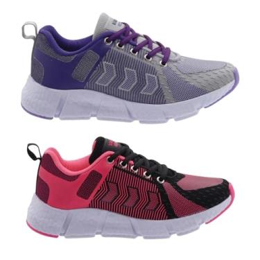 Imagem de Kit 2 Tênis Feminino Esportivo Max Leve e Confortável para Caminhada e Academia (Cinza e Roxo + Pink e Preto, BR, Adulto, Numérico, 35)
