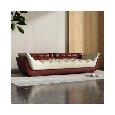 Imagem de Banqueta moderna para quarto, cama, sala de estar, cabeceira, banco longo, sofá-cama, sofá de couro de alta qualidade decorativo (vinho vermelho)