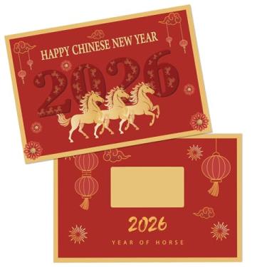 Imagem de ALIBBON 30 Counts Chinese New Year 2026 Scratch Off Fortune Cards 2026 Year of The Horse Party Favors Supplies Chinese Spring Festival Lunar New Year Gifts Party Decorations(3 Horses)