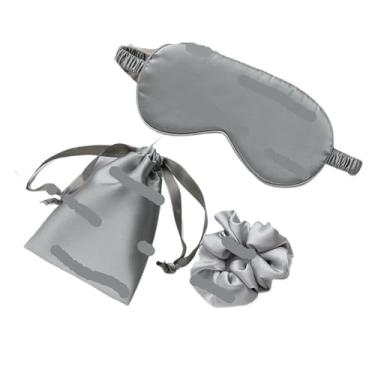 Imagem de Conjunto de 3 peças imitação de seda tapa-olhos sombra máscara para dormir olho olho tapa-olho viagem relaxar cobertura saúde dormir suave (amarelo)