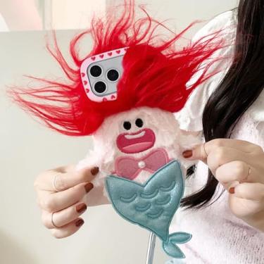 Imagem de LMA Capa de telefone engraçada sereia compatível com iPhone 17 Pro Max capa de telefone de pelúcia feia estranha para mulheres meninas capas fofas compatíveis com iPhone 17 Pro Max (sereia)