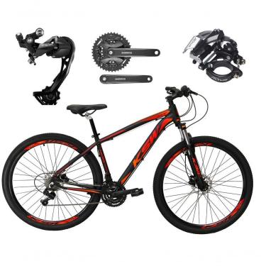 Imagem de Bicicleta Aro 29 Ksw Xlt Alívio E Altus 27v Freio Hidráulico Garfo Trava - Preto/vermelho/laranja Tam.15