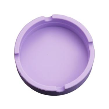 Imagem de Cinzeiro moderno de silicone quadrado redondo colorido para sala de estar, quarto, mesa de trabalho, decoração de casa (roxo)