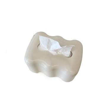 Imagem de Caixa de lenços de mesa de cor creme moderna decoração sala de estar mesa de jantar dispensador de guardanapo portátil suporte de papel para escritório doméstico (bege)