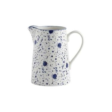 Imagem de x3anggyt5 Jarro de água 1,5 L chaleira de água de cerâmica azul com alça jarro de suco de chá de leite para uso doméstico pote de água para servir jarro de água e bebida fria jarra de chá gelado