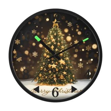 Imagem de STAYTOP Relógio de parede de LED dourado brilhante para quarto com brilho noturno, relógios de parede com iluminação silenciosa de 30 cm para decoração de sala de estar, controle de som, relógio de