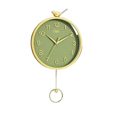 Imagem de KHUTRW3D Cozinha 30,5 cm/35,5 cm Creative Magpie Relógio de parede decorativo relógio de quartzo doméstico relógio de pêndulo silencioso decoração (verde, 30,5 cm)