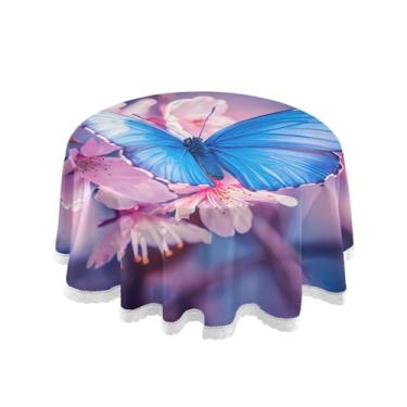 Imagem de Qilmy Toalha de mesa redonda de palmeira de treliça verde, 152 cm, resistente à água, à prova de derramamento, capa de mesa grande para jantar de reunião de família em ambientes internos e externos