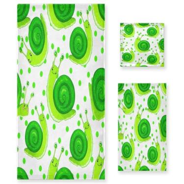 Imagem de xigua Lindo conjunto de toalhas de banheiro com caracóis verdes absorventes macios 3 peças toalha de banho toalha de mão toalhas decorativas para banheiro, academia, hotel, praia, piscina